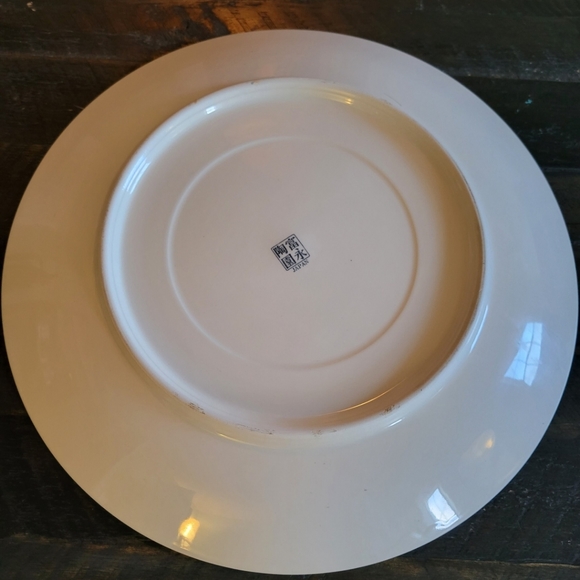 Vintage Japanese Imari Blue Pink & White Chrysanthemums Charger Fine Porcelain - Picture 2 of 12